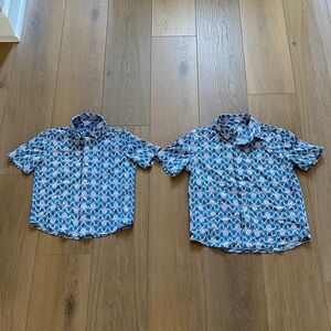 Lot of 2 Southern Tide Boys Sea Turtle Short Sleeve Button Down Shirts